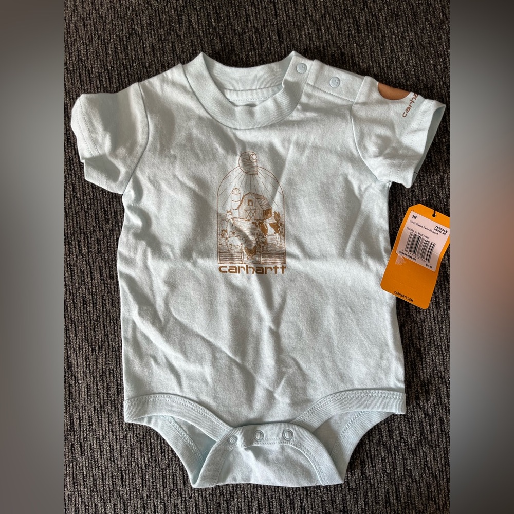 2- Carhartt Blue Short-Sleeve Bodysuits